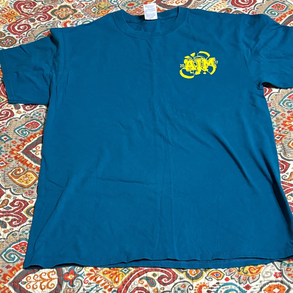 AIM shooting  Teal T-Shirt with Yellow Logo size medium